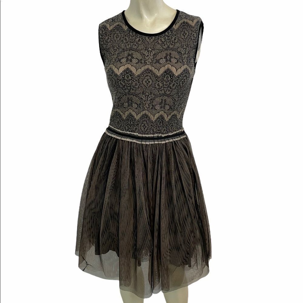 Anthropologie Black and Cream Lace Dress